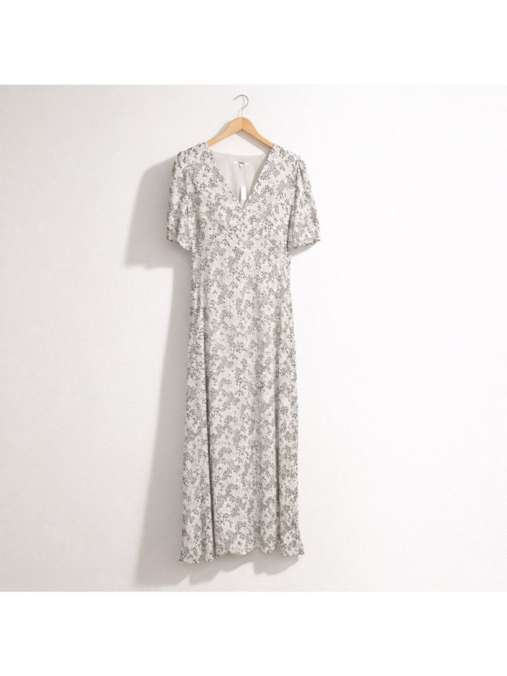 Madewell Puff-Sleeve V-Neck Midi Dress Harper Floral Ivory Women's Size 14 NWT